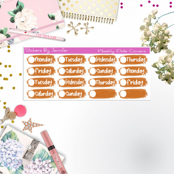Weekly Date Covers 053 Planner Stickers, Journal Stickers, Functional Planner Stickers, Stationary Stickers