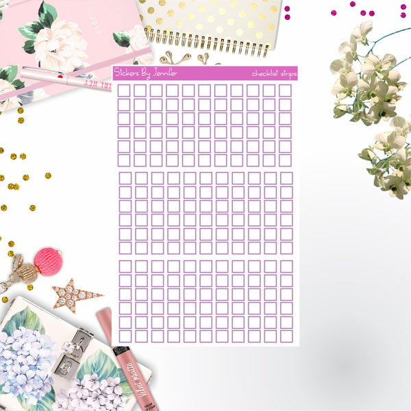 Checklist Strip Stickers 053, Bullet Journal Stickers, Functional Planner Stickers, Stationary Stickers