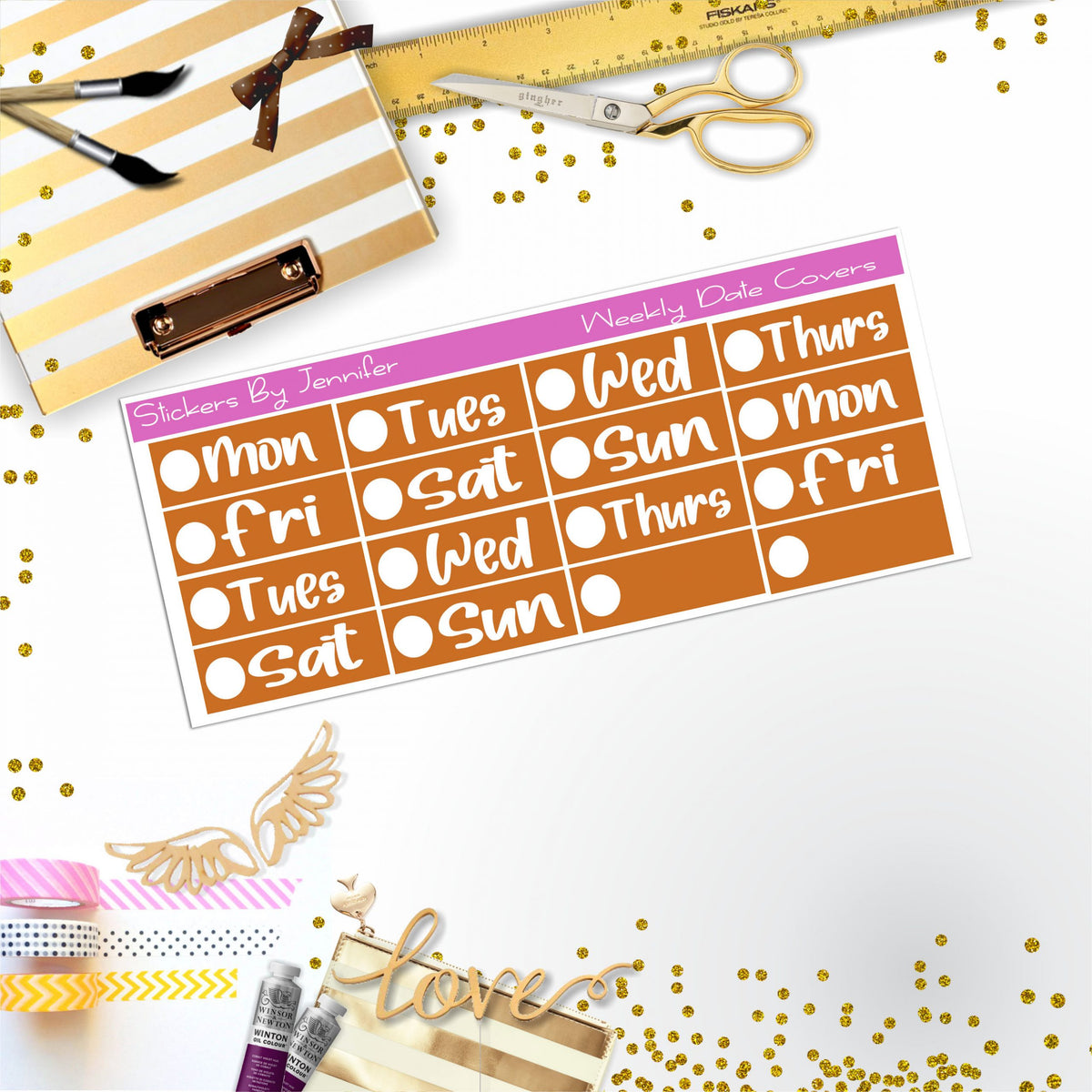 Weekly Date Covers R054 Planner Stickers, Journal Stickers, Functional Planner Stickers, Stationary Stickers