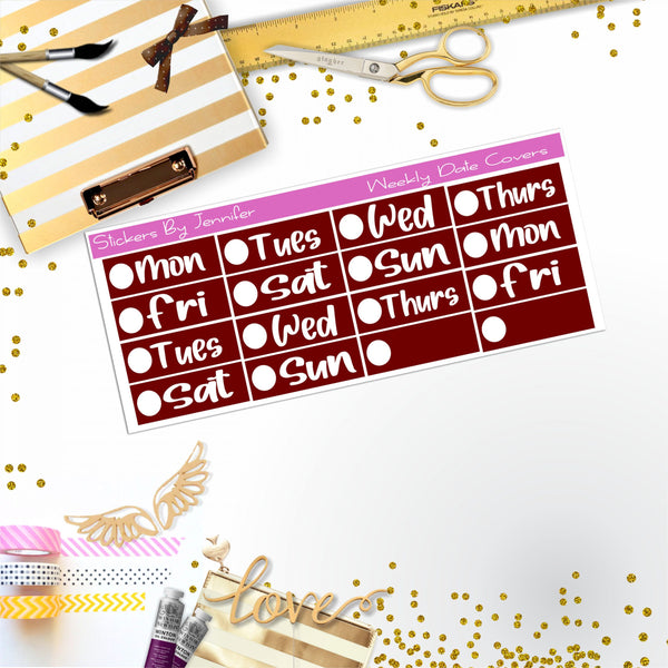 Weekly Date Covers R056 Planner Stickers, Journal Stickers, Functional Planner Stickers, Stationary Stickers