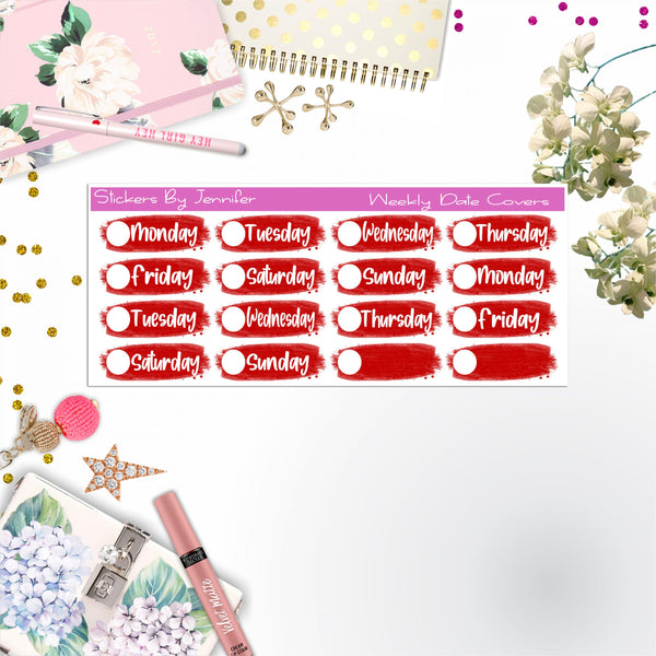 Weekly Date Covers 057 Planner Stickers, Journal Stickers, Functional Planner Stickers, Stationary Stickers