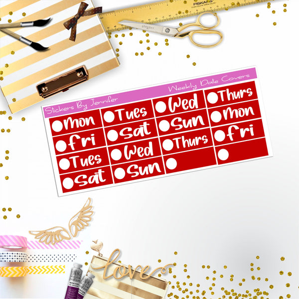 Weekly Date Covers R058 Planner Stickers, Journal Stickers, Functional Planner Stickers, Stationary Stickers