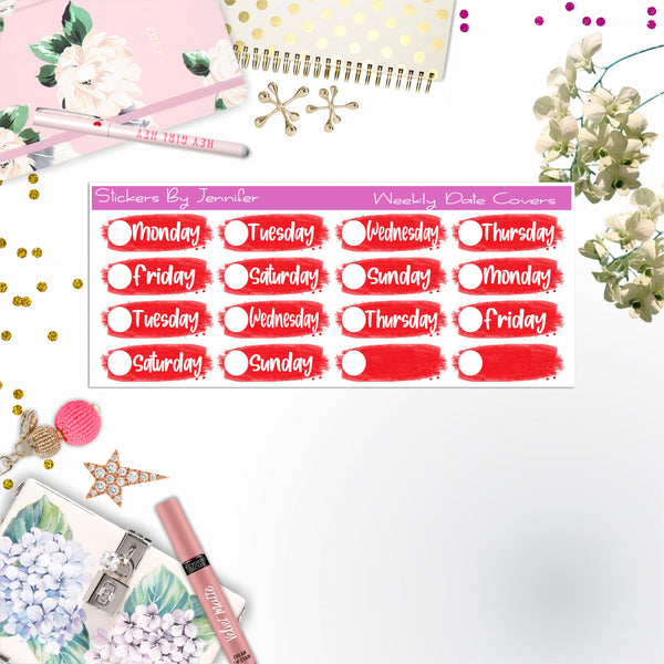Weekly Date Covers 058 Planner Stickers, Journal Stickers, Functional Planner Stickers, Stationary Stickers