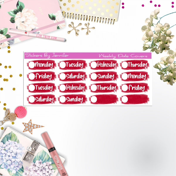 Weekly Date Covers 059 Planner Stickers, Journal Stickers, Functional Planner Stickers, Stationary Stickers