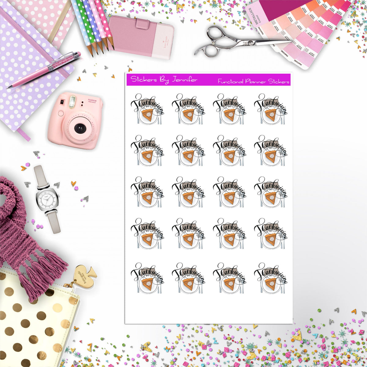 Thanksgiving Icon Planner Stickers, Bullet Journal Stickers, Functional Planner Stickers, Stationary Stickers