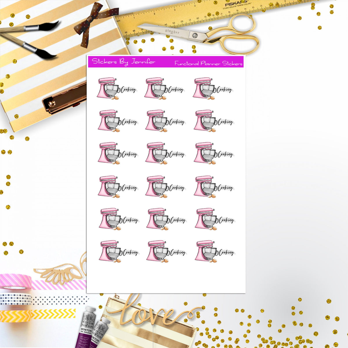 Cooking Stickers, Planner Stickers, Journal Stickers, Functional Planner Stickers, Stationary Stickers