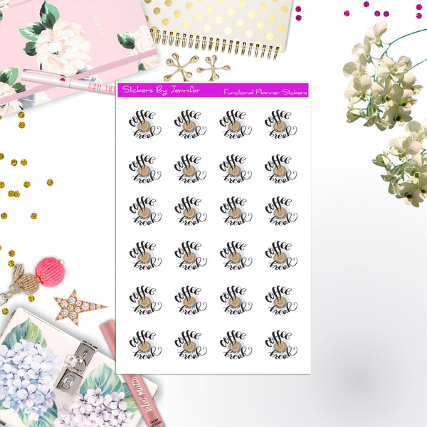 Coffee Break Icon Stickers, Bullet Journal Stickers, Functional Planner Stickers, Stationary Stickers