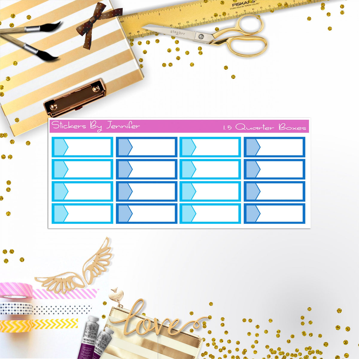 Quarter Boxes 006 Planner Stickers, Journal Stickers, Functional Planner Stickers, Stationary Stickers