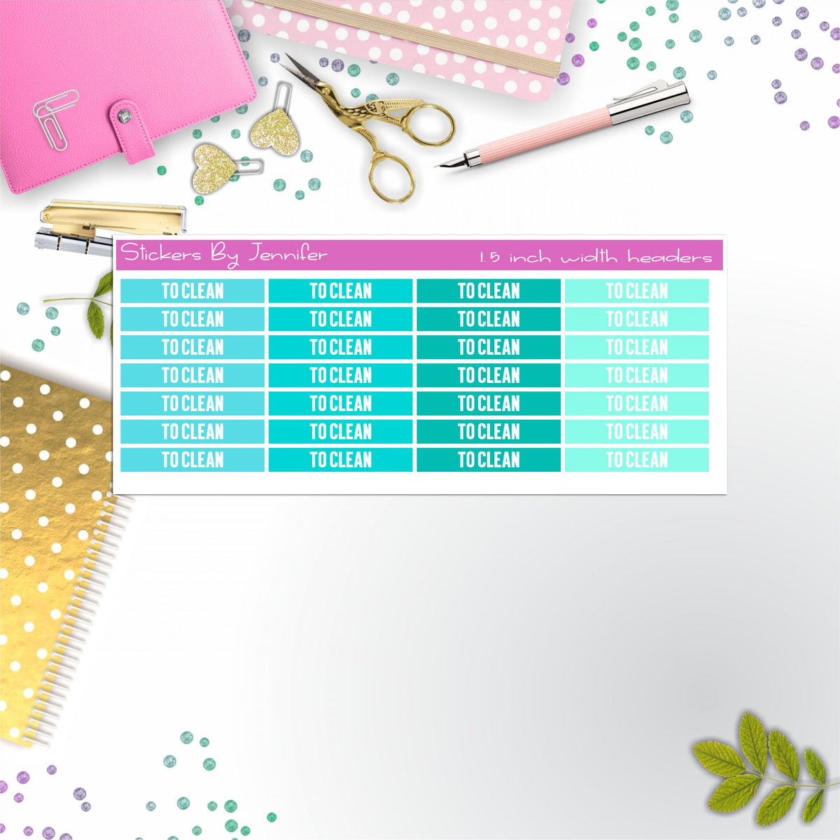 To Clean 006 Planner Headers, Planner Stickers, Journal Stickers, Functional Planner Stickers, Stationary Stickers