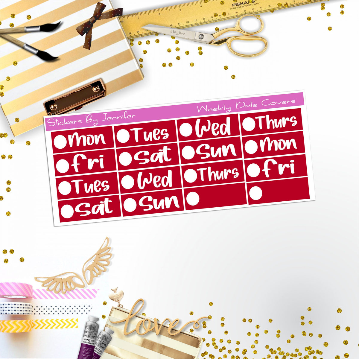 Weekly Date Covers R060 Planner Stickers, Journal Stickers, Functional Planner Stickers, Stationary Stickers