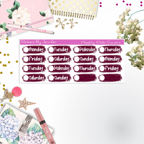Weekly Date Covers 061 Planner Stickers, Journal Stickers, Functional Planner Stickers, Stationary Stickers