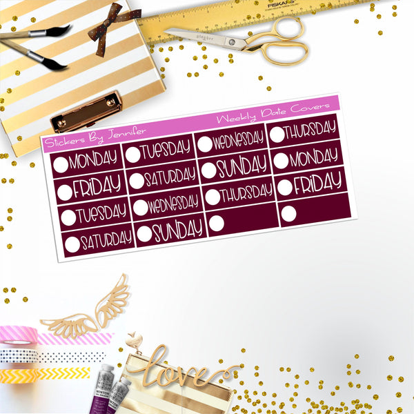 Weekly Date Covers P062 Planner Stickers, Journal Stickers, Functional Planner Stickers, Stationary Stickers