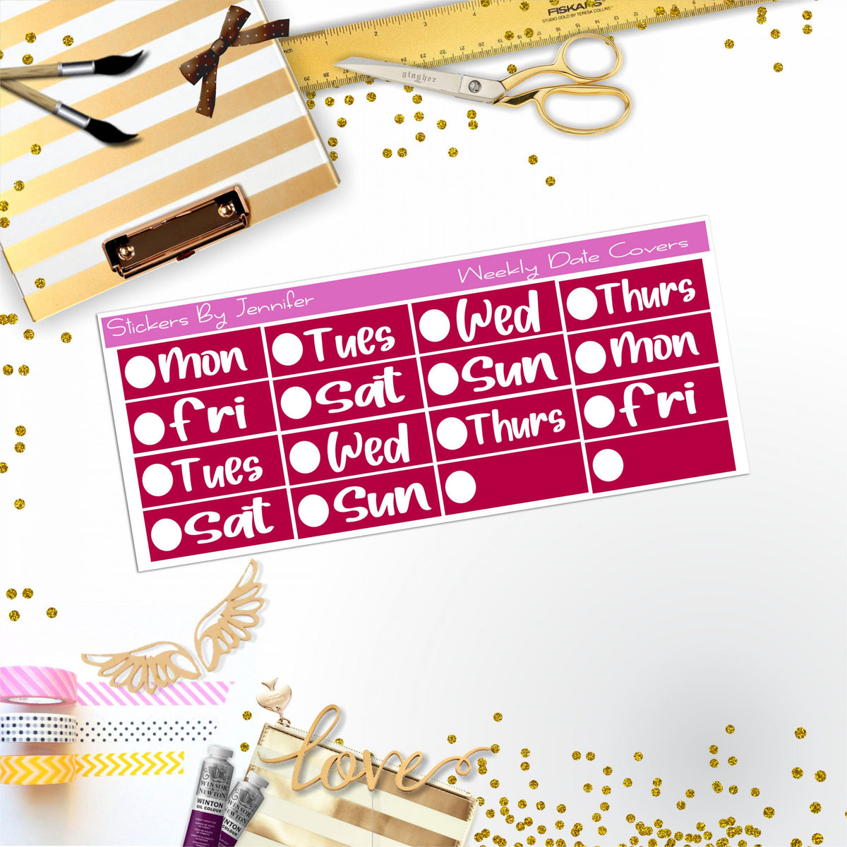 Weekly Date Covers R064 Planner Stickers, Journal Stickers, Functional Planner Stickers, Stationary Stickers