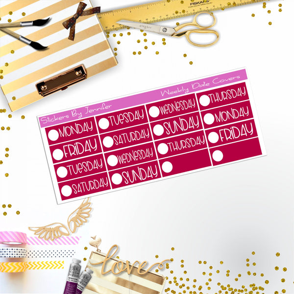 Weekly Date Covers P064 Planner Stickers, Journal Stickers, Functional Planner Stickers, Stationary Stickers