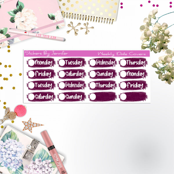 Weekly Date Covers 064 Planner Stickers, Journal Stickers, Functional Planner Stickers, Stationary Stickers