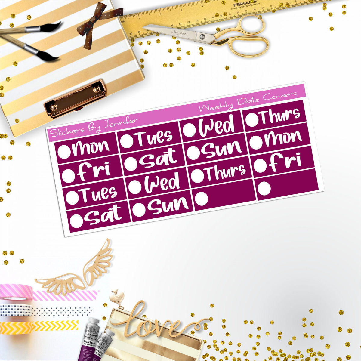 Weekly Date Covers R066 Planner Stickers, Journal Stickers, Functional Planner Stickers, Stationary Stickers