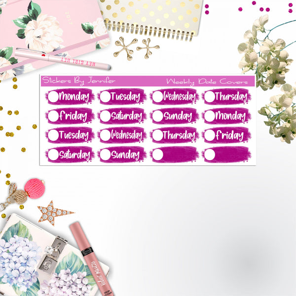Weekly Date Covers 066 Planner Stickers, Journal Stickers, Functional Planner Stickers, Stationary Stickers
