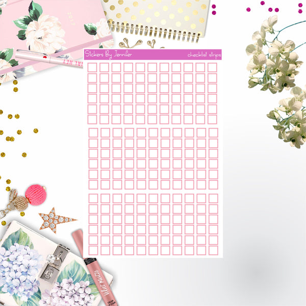 Checklist Strip Stickers 066, Bullet Journal Stickers, Functional Planner Stickers, Stationary Stickers