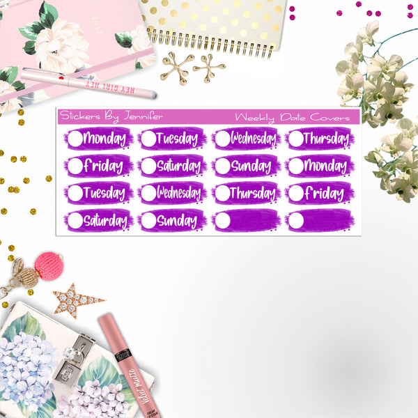 Weekly Date Covers 067 Planner Stickers, Journal Stickers, Functional Planner Stickers, Stationary Stickers