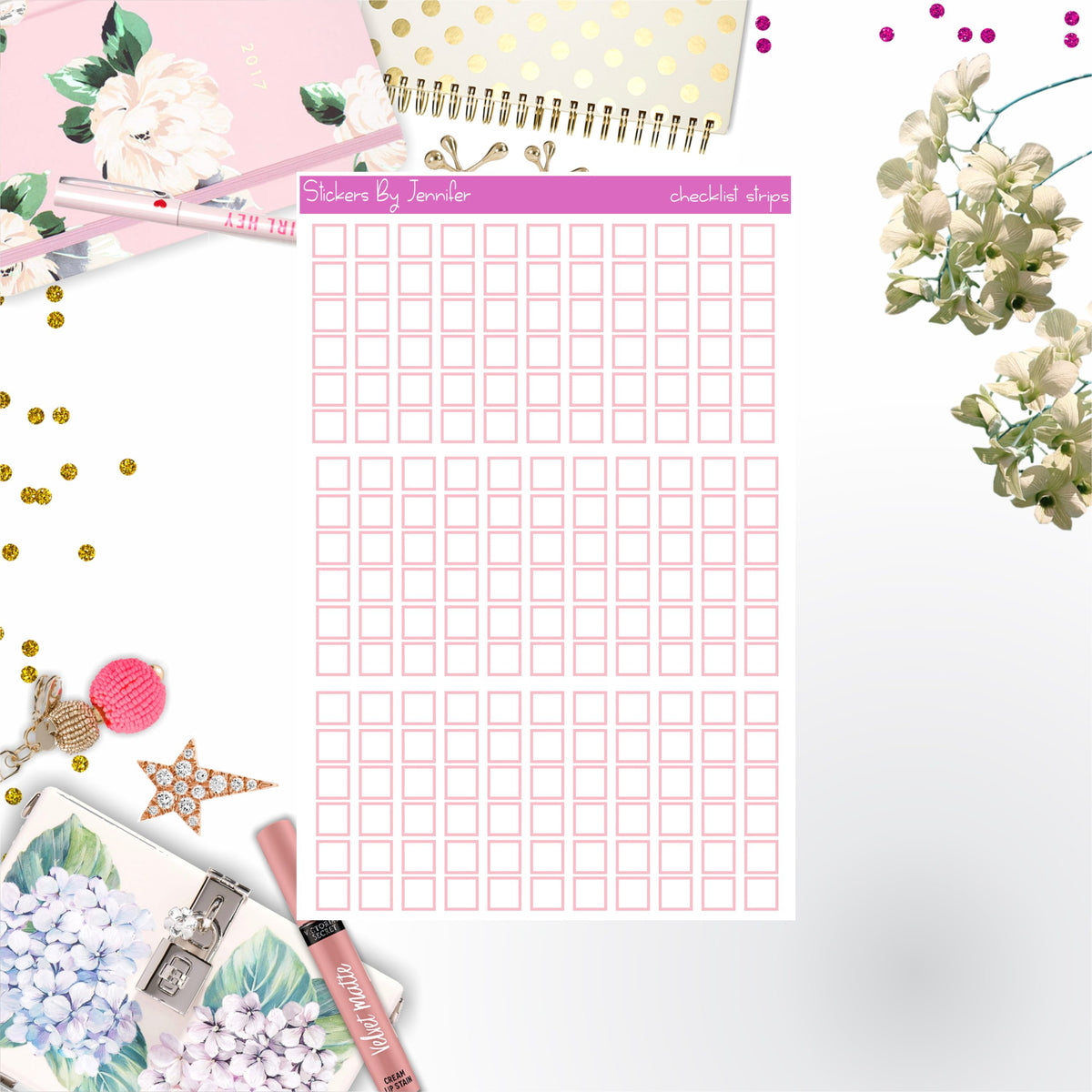Checklist Strip Stickers 067, Bullet Journal Stickers, Functional Planner Stickers, Stationary Stickers