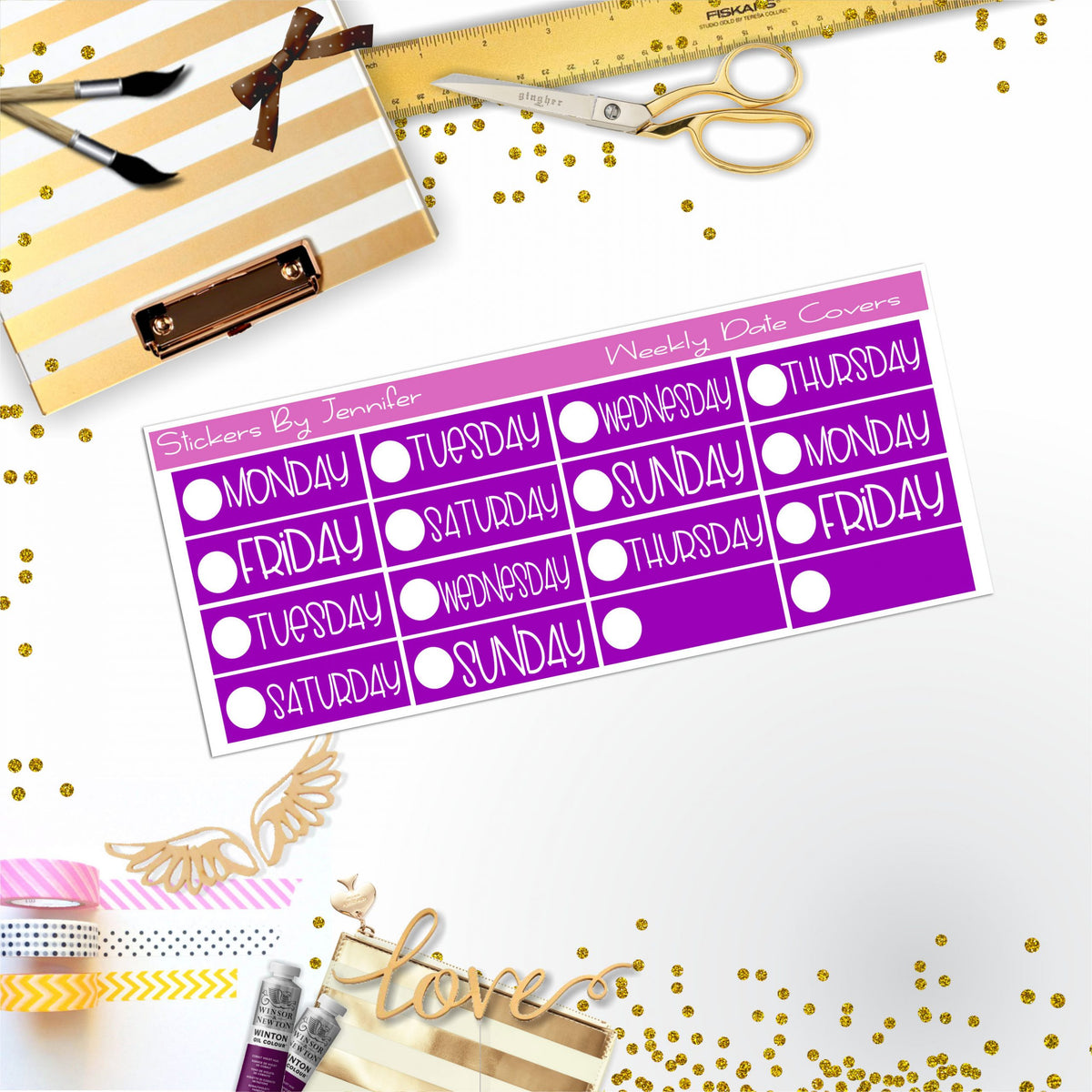 Weekly Date Covers P068 Planner Stickers, Journal Stickers, Functional Planner Stickers, Stationary Stickers