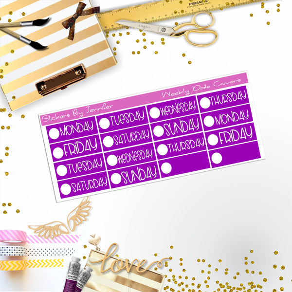 Weekly Date Covers P068 Planner Stickers, Journal Stickers, Functional Planner Stickers, Stationary Stickers