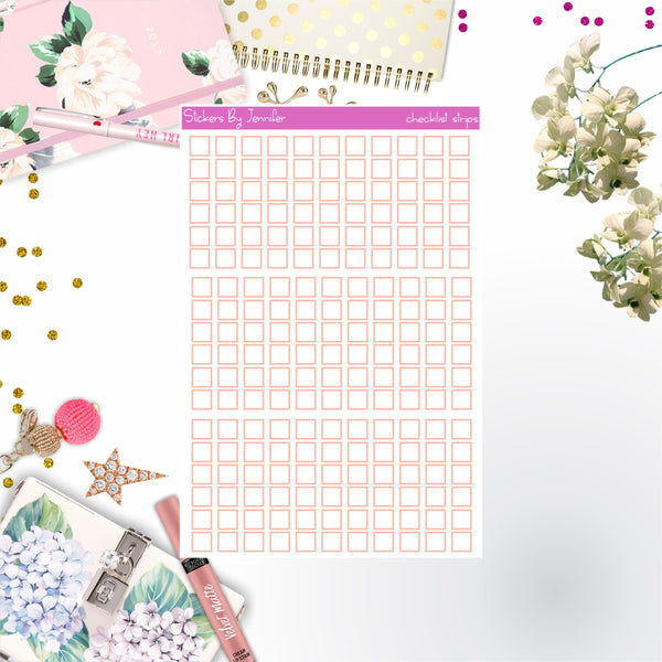 Checklist Strip Stickers 068, Bullet Journal Stickers, Functional Planner Stickers, Stationary Stickers