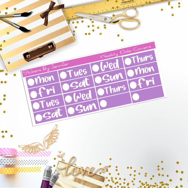 Weekly Date Covers R069 Planner Stickers, Journal Stickers, Functional Planner Stickers, Stationary Stickers
