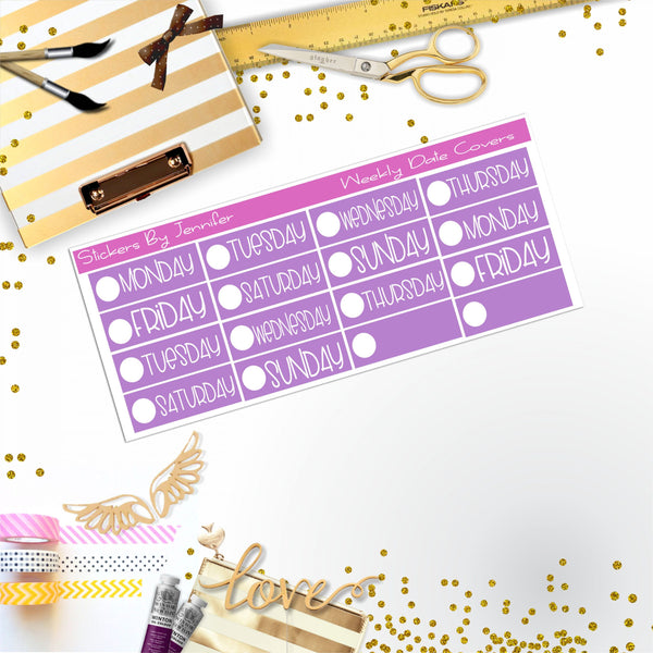Weekly Date Covers P069 Planner Stickers, Journal Stickers, Functional Planner Stickers, Stationary Stickers
