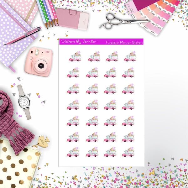 Ice Cream Truck Planner Stickers, Bullet Journal Stickers, Functional Planner Stickers, Stationary Stickers