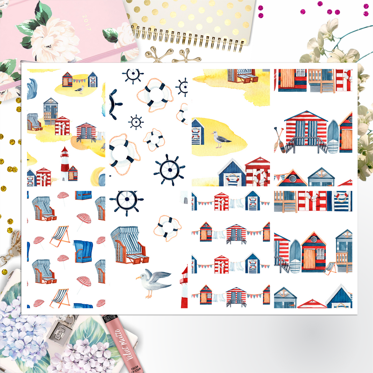 Summer Beach Theme 007 Box Big Happy Planner, Erin Condren, Classic Happy Planner