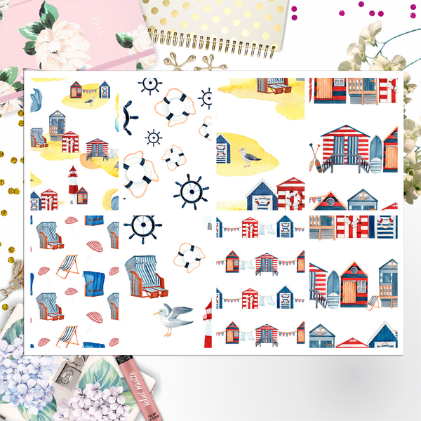 Summer Beach Theme 007 Box Big Happy Planner, Erin Condren, Classic Happy Planner