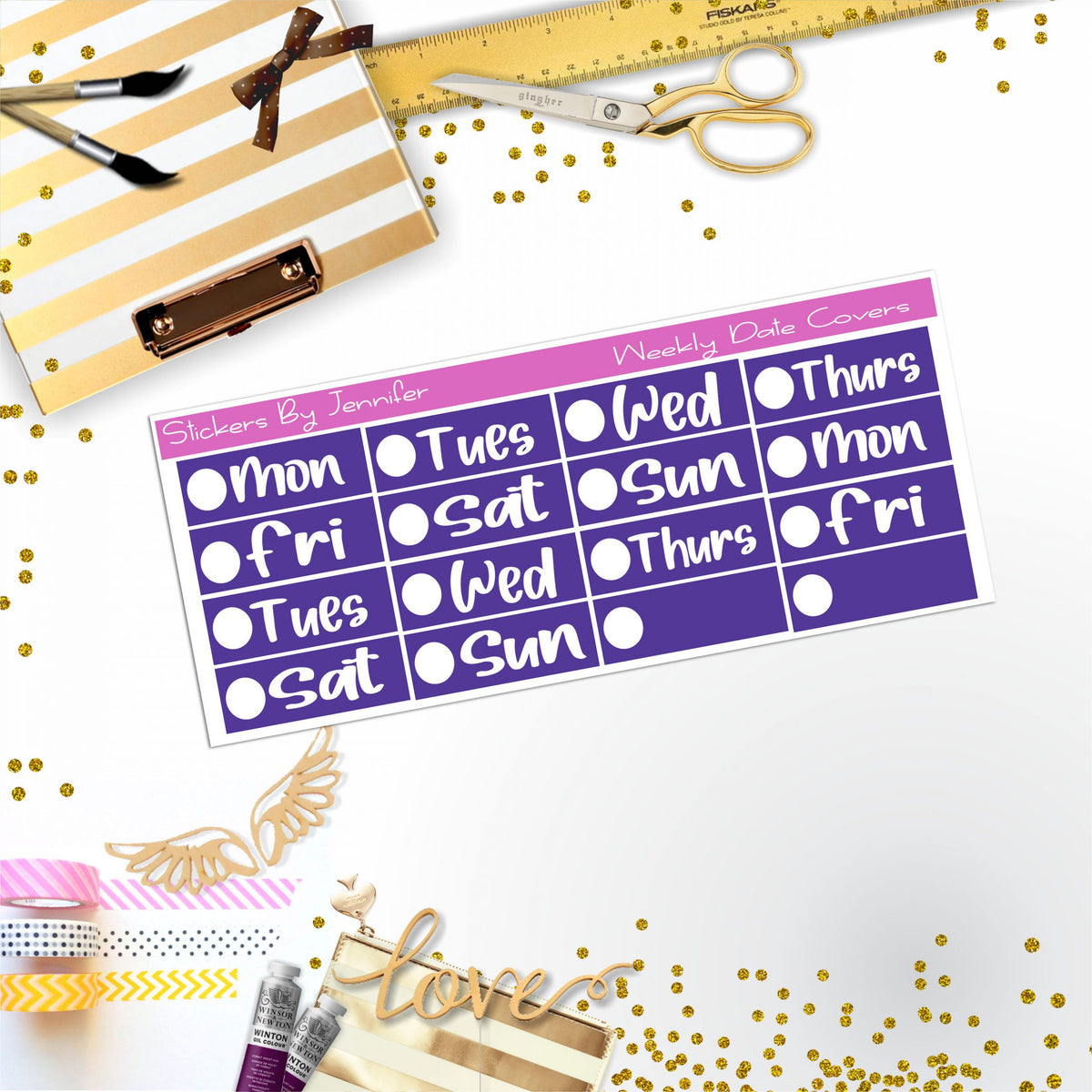 Weekly Date Covers R007 Planner Stickers, Journal Stickers, Functional Planner Stickers, Stationary Stickers