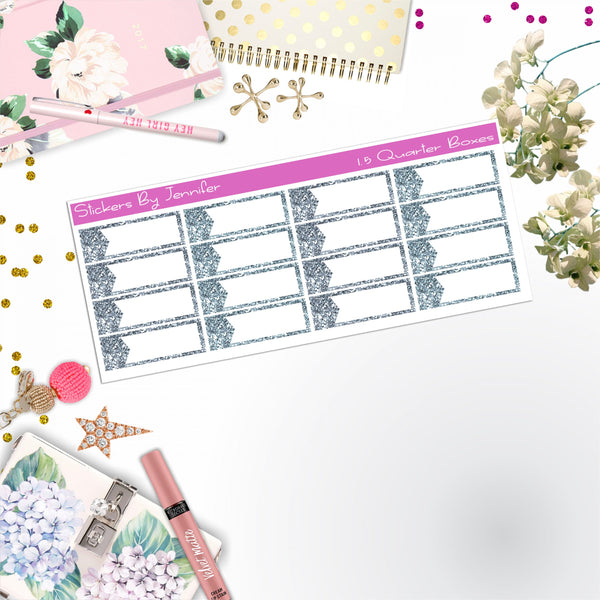 Quarter Boxes 007 Planner Stickers, Journal Stickers, Functional Planner Stickers, Stationary Stickers