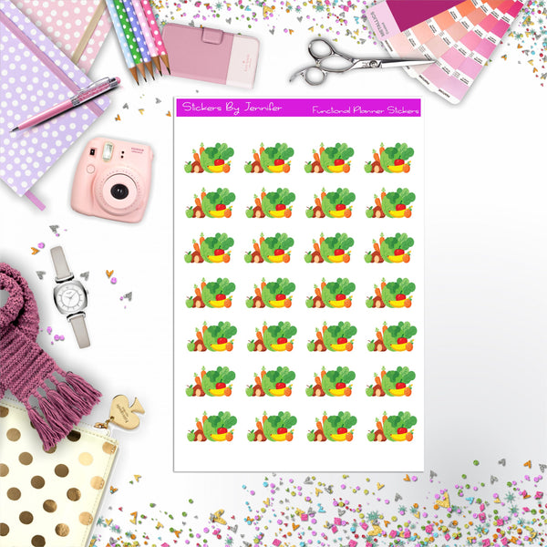 Fruits & Veggies Icon Planner Stickers, Bullet Journal Stickers, Functional Planner Stickers, Stationary Stickers