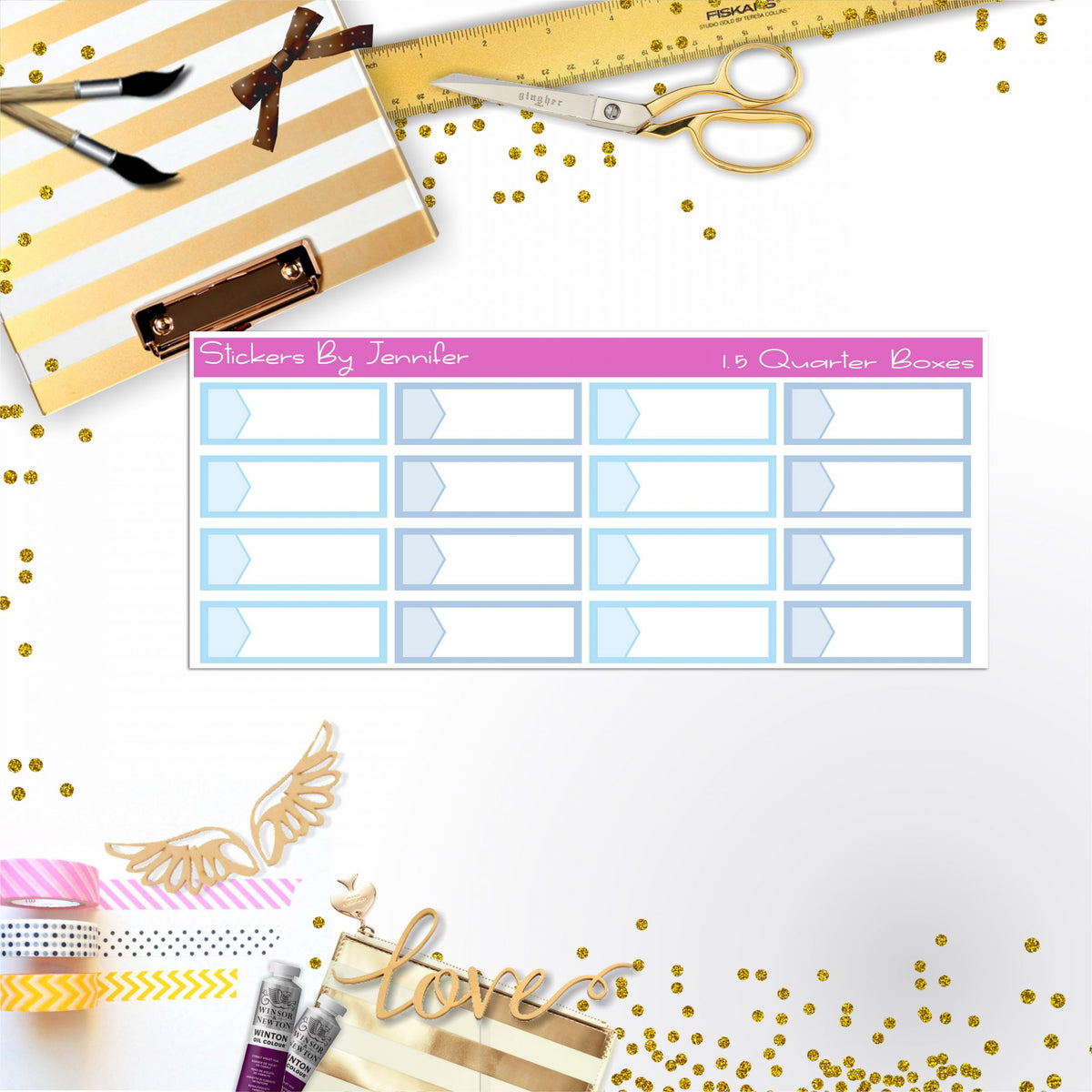 Quarter Boxes 007 Planner Stickers, Journal Stickers, Functional Planner Stickers, Stationary Stickers
