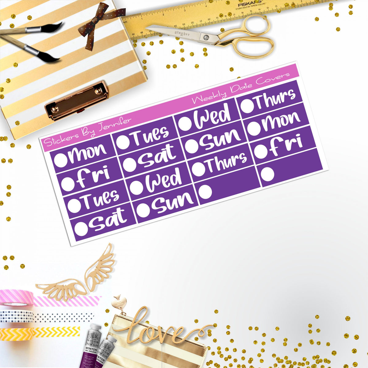 Weekly Date Covers R070 Planner Stickers, Journal Stickers, Functional Planner Stickers, Stationary Stickers