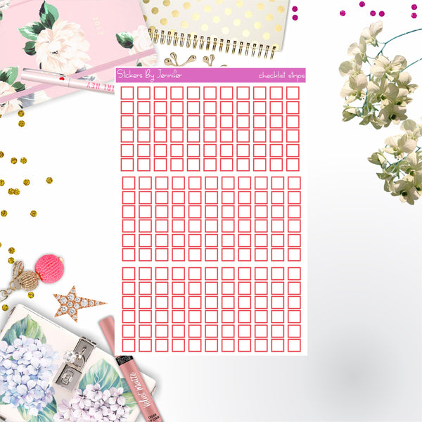 Checklist Strip Stickers 070, Bullet Journal Stickers, Functional Planner Stickers, Stationary Stickers