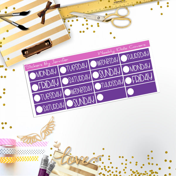 Weekly Date Covers P070 Planner Stickers, Journal Stickers, Functional Planner Stickers, Stationary Stickers