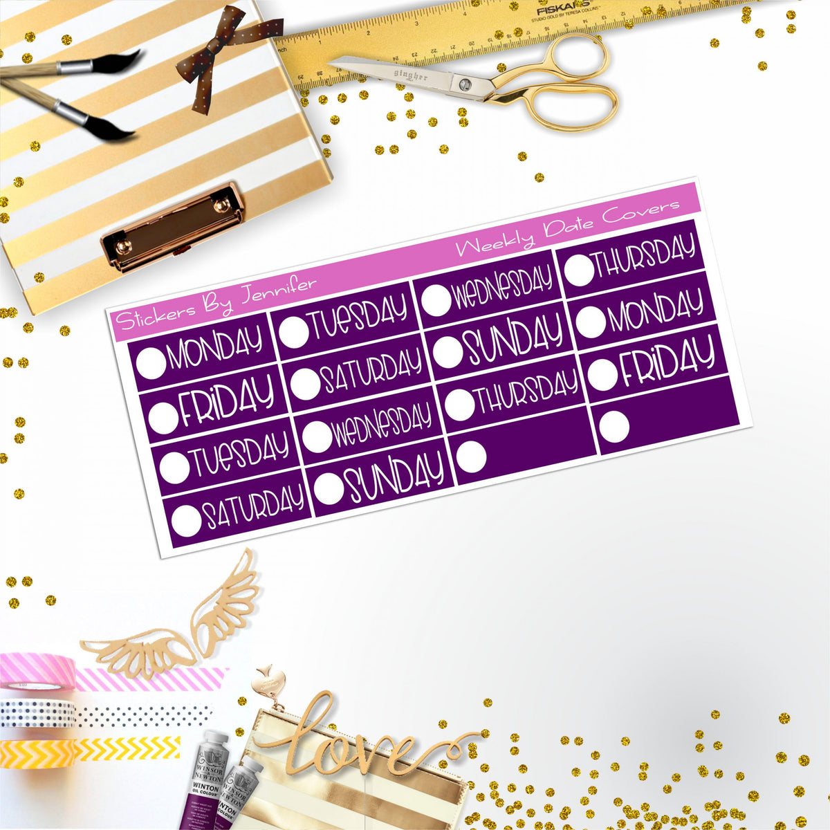 Weekly Date Covers P071 Planner Stickers, Journal Stickers, Functional Planner Stickers, Stationary Stickers