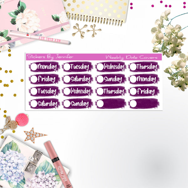 Weekly Date Covers 072 Planner Stickers, Journal Stickers, Functional Planner Stickers, Stationary Stickers