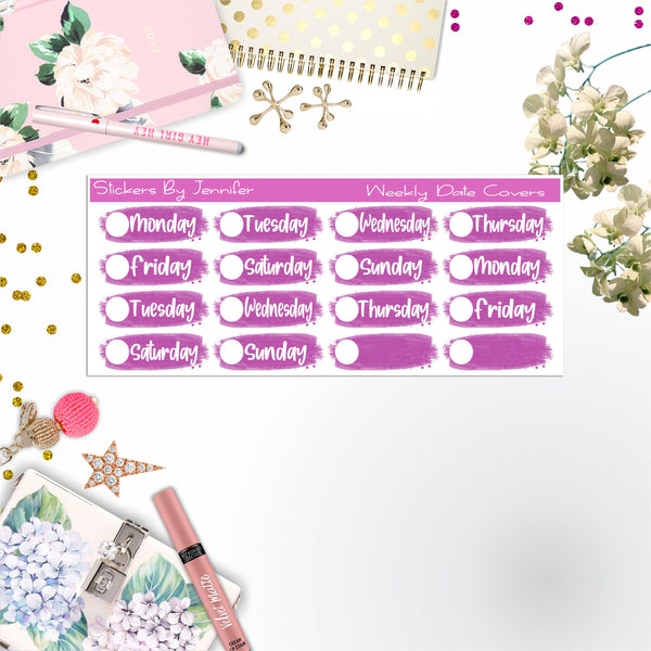 Weekly Date Covers 074 Planner Stickers, Journal Stickers, Functional Planner Stickers, Stationary Stickers