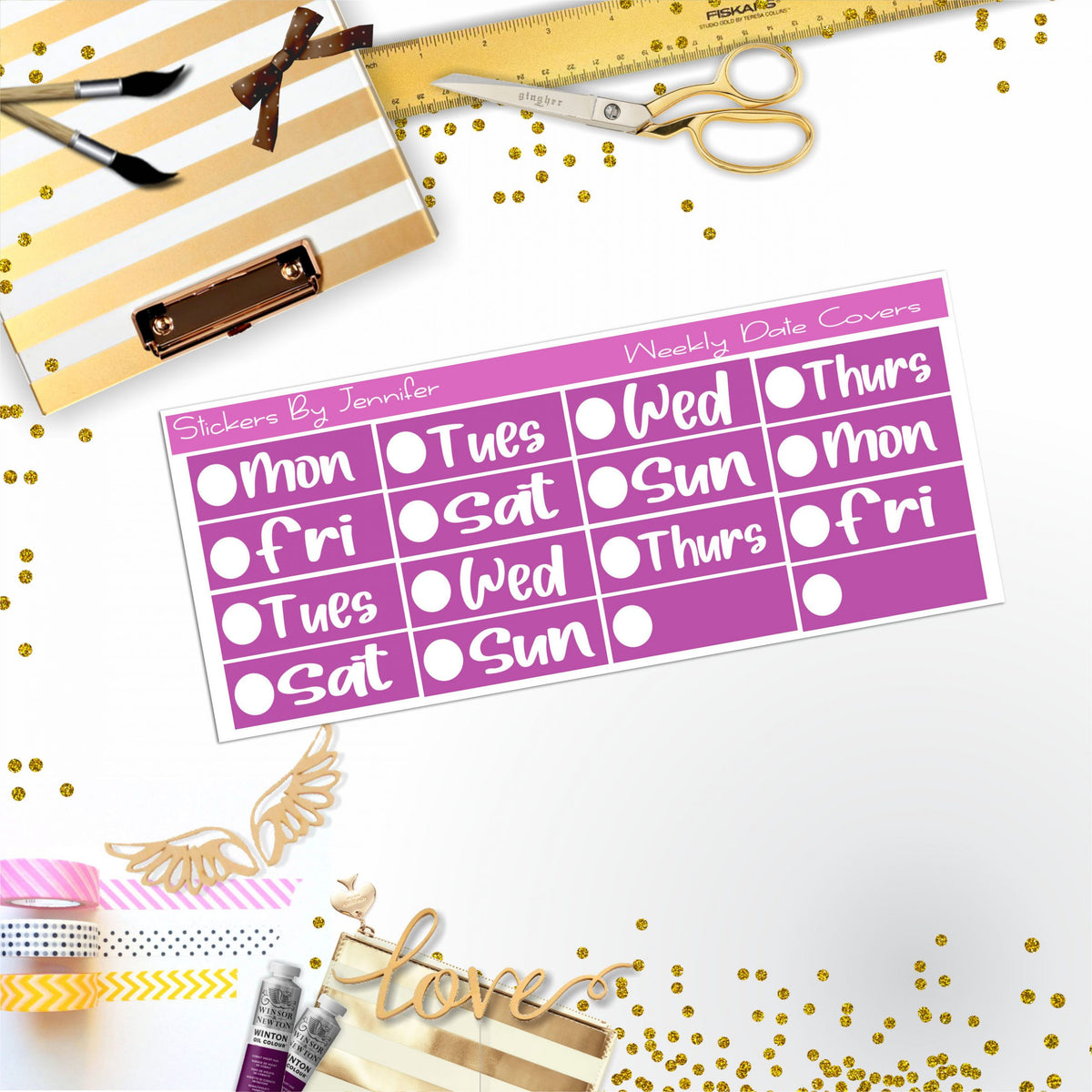 Weekly Date Covers R075 Planner Stickers, Journal Stickers, Functional Planner Stickers, Stationary Stickers