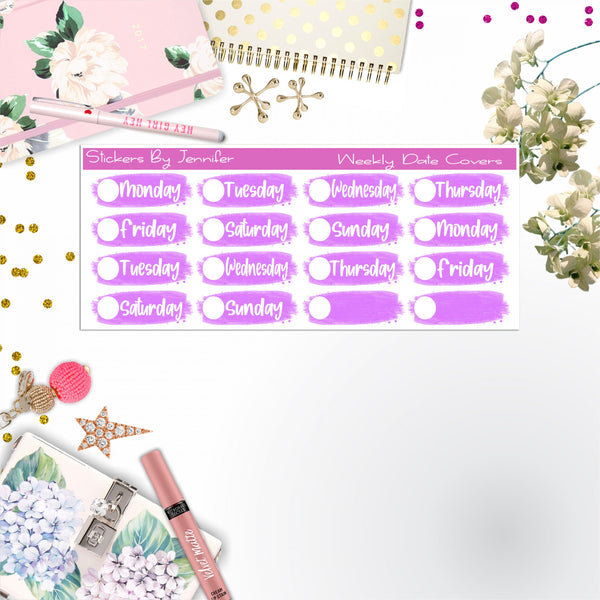 Weekly Date Covers 075 Planner Stickers, Journal Stickers, Functional Planner Stickers, Stationary Stickers