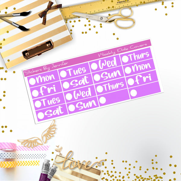 Weekly Date Covers R076 Planner Stickers, Journal Stickers, Functional Planner Stickers, Stationary Stickers