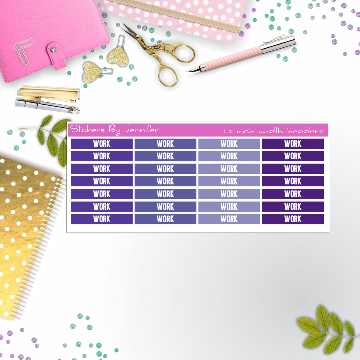 Work 076 Planner Headers, Planner Stickers, Journal Stickers, Functional Planner Stickers, Stationary Stickers