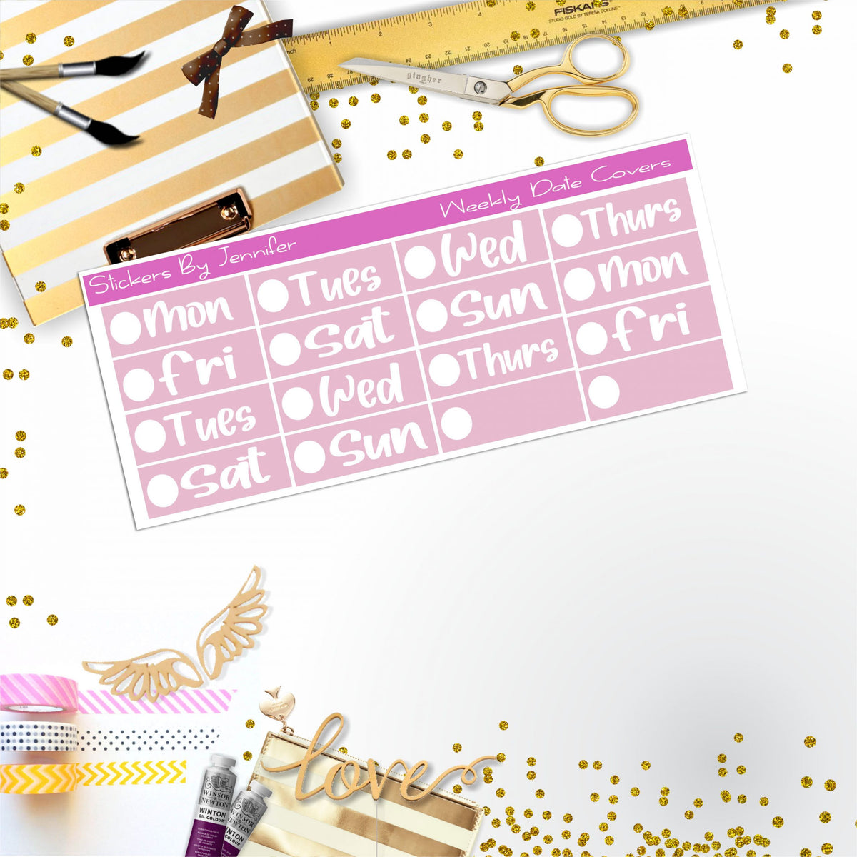 Weekly Date Covers R077 Planner Stickers, Journal Stickers, Functional Planner Stickers, Stationary Stickers