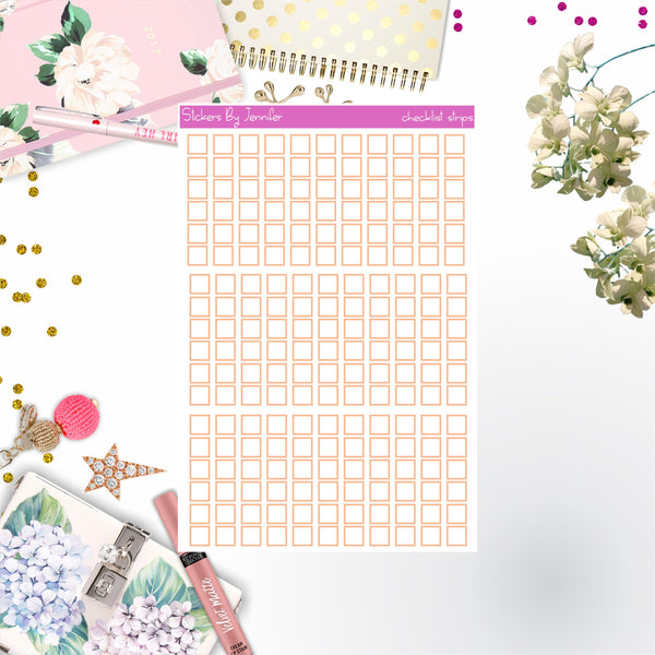 Checklist Strip Stickers 077, Bullet Journal Stickers, Functional Planner Stickers, Stationary Stickers