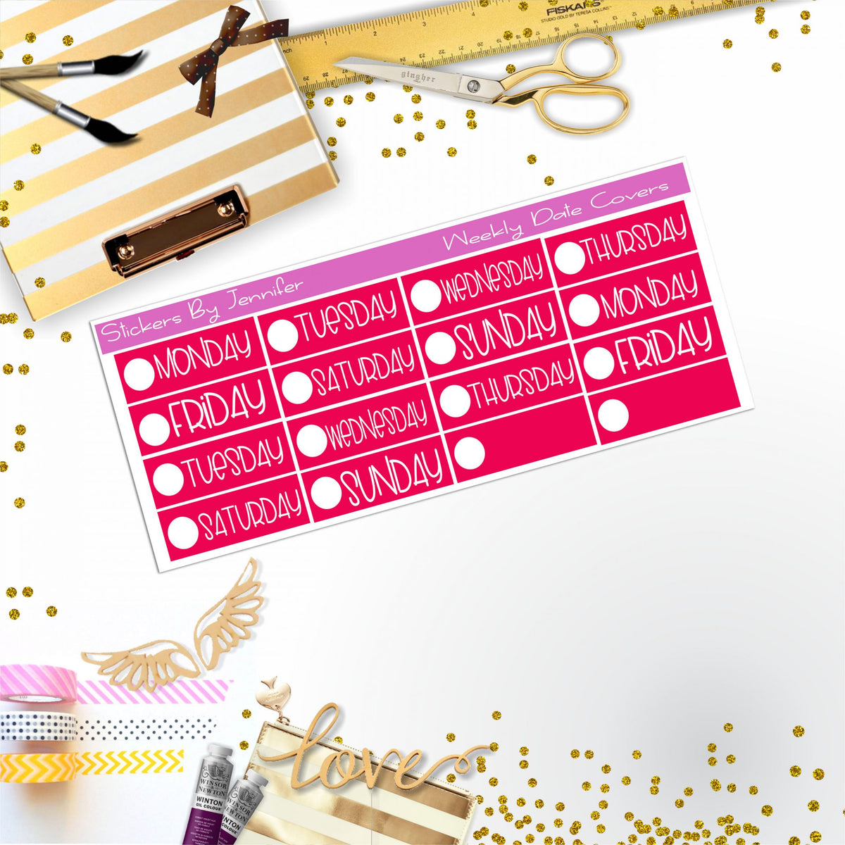 Weekly Date Covers P078 Planner Stickers, Journal Stickers, Functional Planner Stickers, Stationary Stickers