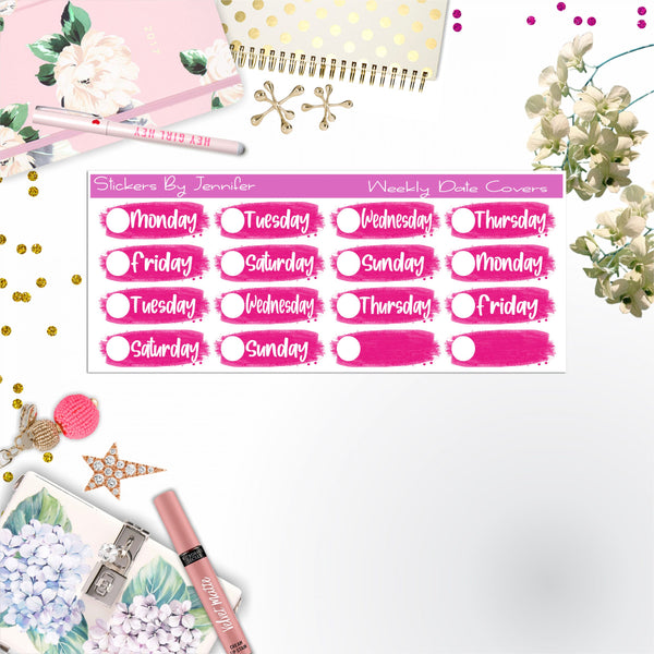 Weekly Date Covers 078 Planner Stickers, Journal Stickers, Functional Planner Stickers, Stationary Stickers
